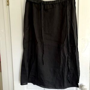 Eileen Fisher Organic Handkerchief Linen Wrap Skirt  Black Size PL